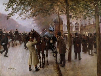 Les Boulevards, soirée devant le Café Napolitain, fin du 19e siècle - Jean Beraud